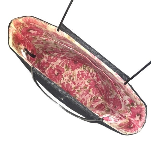 Kate Spade Vintage Large Black Woven Fabric Handbag Purse w/ Silver Handles - Picture 9 of 12